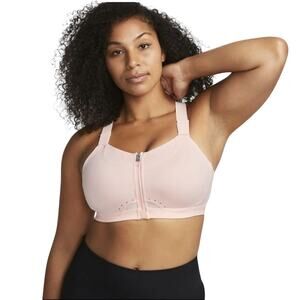 Nike Alpha Women's High Support Padded Zip-Front Sports Bra Nude Pink Size L